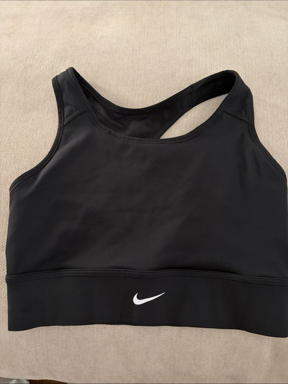 Nike Black Sports Bra with White Swoosh - Medium Support